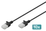 Digitus CAT6 U-UTP Slim čierny / Patch kábel / RJ-45 / 1 m / 10 ks / 250 MHz (DK-1618-010S-BL-10)