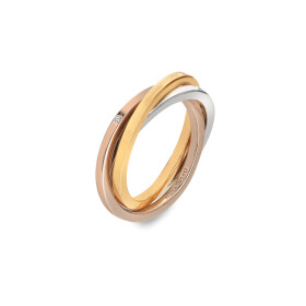 Hot Diamonds Trojitý pozlátený strieborný prsteň s pravým diamantom Trio DR297 58 mm