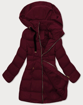 Dámska bordová bunda s kapucňou J Style (5M3231-1) odstíny červené M (38)