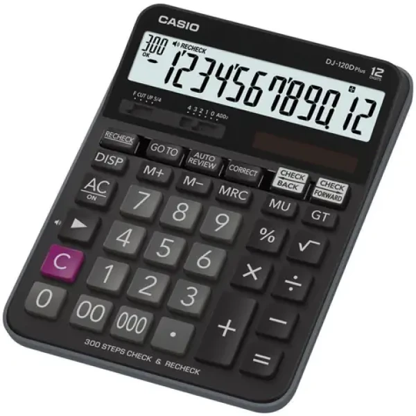 Casio DJ-120D PLUS / Kalkulačka / 12miestny displej / Duálne napájanie / Výpočet percent a marže (4971850032823)
