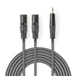 Nedis Vyvážený Audio kábel 2x XLR 3pinový (F) - jack 3.5 mm (M) 1.50 m tmavo šedá (COTH15310GY15)
