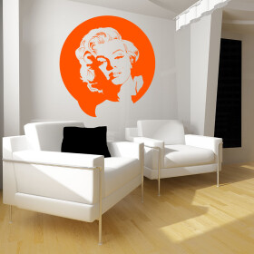 Veselá Stena Samolepka Portrét Marilyn Monroe Farba: oranžová, Veľkosť: 80 x 85 cm