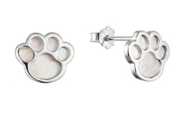 Evolution Group Strieborné náušnice s perleťou Tlapky 11519.1
