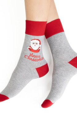 VIANOČNÉ PONOŽKY PRE ŽENY 136 MELANŽOVÁ SVĚTLE ŠEDÁ 38-40