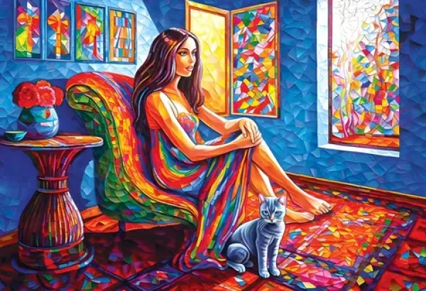 MAGNOLIA Puzzle Žena s mačkou