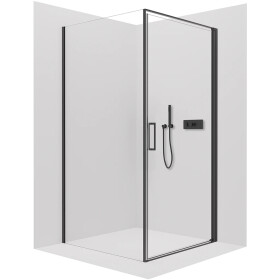 CERANO - Sprchovací kút Porte L/P - 8 mm - čierna matná, transparentné sklo - 80x90x195 - otočný CER-413552