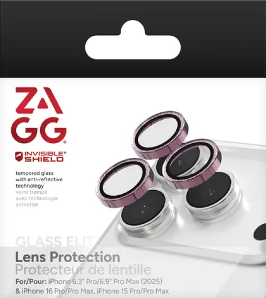 ZAGG InvisibleShield Premium Camera ružová trblietka / Ochrana šošoviek fotoaparátu / iPhone 17/16/15 Pro/Pro Max / 3 ks (200119629)