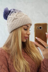 Dámska zateplená čiapka Alice K248 Beige with purple - Oliwier UNI béžovo/fialová