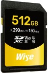 Wise CARD Wise SDXC UHS-II V60 512GB R:290MBs / W:150MBs WI-SD-S512