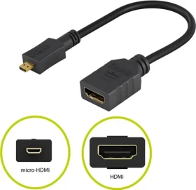 PremiumCord Flexi adaptér HDMI / Typ A samica - micro HDMI Typ D samec / ohybný (kphdma-35)