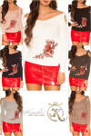 Trendy KouCla Coldshoulder Sweater with embroidery Einheitsgroesse