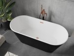 MEXEN/S - Flavia voľne stojaca vaňa 150 x 75, biela/čierna, sifón a prepad meď kartáčovaná 54031507575-65
