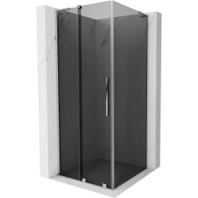 MEXEN/S - Velar L sprchovací kút, posuvné dvere 90 x 90, grafit, chróm 871-090-090-43-01