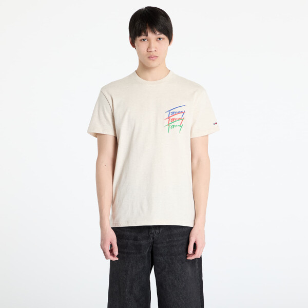 Tričko Tommy Jeans Regular Twisted Sign Tee Beige M