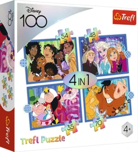 Trefl - Puzzle - Disney 100 rokov: Disneyho veselý svet 4v1