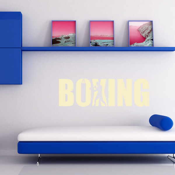 Veselá Stena Samolepka Nápis boxing Farba: béžová, Veľkosť: 40 x 12 cm