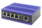 Digitus Switch Ind. 4- Port PoE čierna/modrá / Switch / Nespravovaný / 10/100 / PoE+ 4x30W / DIN lišta (DN-650107)