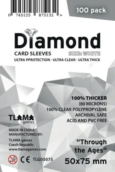 TLAMA hry Obaly na karty Diamond White: "Through the Ages" (50x75 mm) (80 mikrónov, 100 ks)