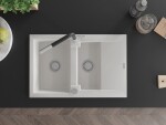 MEXEN/S MEXEN/S - Gaspar granitový drez 1.5 s odkvapkávačom vrátane batérie Flora, biela 6507-20-670401-07