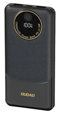 Dudao K12 10000mAh čierna / Powerbanka / PD 22.5W / USB-A / USB-C