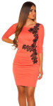 Sexy KouCla shift dress with mesh and embroidery salmon 10