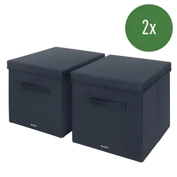 Leitz Úložný box s vekom L šedá / Textilný / 2 ks / 330 × 325 × 380 mm (61450089)