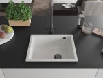 MEXEN/S MEXEN/S - Pedro granitový drez 1-miska 560 x 460 mm, biela, sifón čierna 6508561000-20-B