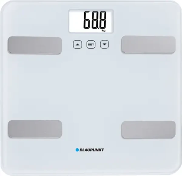 Blaupunkt BSM501 biela / osobná váha / nosnosť 150 kg / pamäť pre 12 užívateľov / monitorovanie tuku / 2x AAA (BSM501)