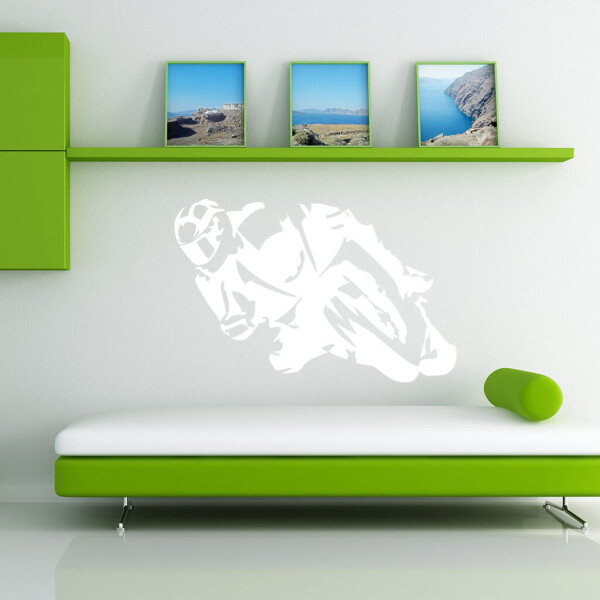 Veselá Stena Samolepka Motorkár Farba: bílá, Veľkosť: 60 x 40 cm