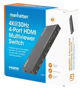 Manhattan 4K 30Hz 4- Port HDMI Multiviewer Switch / HDMI prepínač / 4 vstupy / 4K 30Hz / PiP / 7.1 audio (208406)