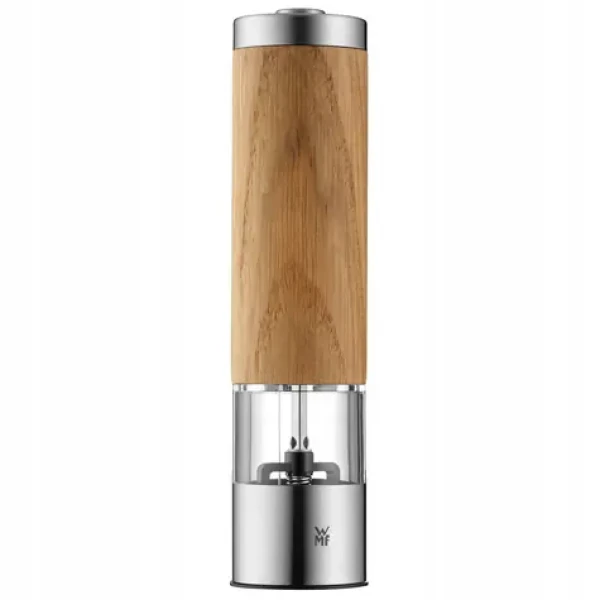 WMF Ceramill elektrický mlynček na korenie drevená / regulácia jemnosti mletia / akrylové sklo / Výška: 21.5 cm / 6x AAA (06.6737.4500)