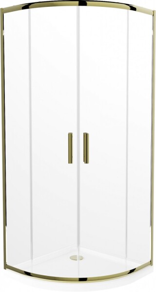 MEXEN/S - Rio sprchovací kút štvrťkruh 90x90, transparent, zlatá + biela vanička so sifónom 863-090-090-50-00-4110G