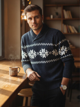 Pánsky tmavomodrý sveter FashionStreet WX2272 XL