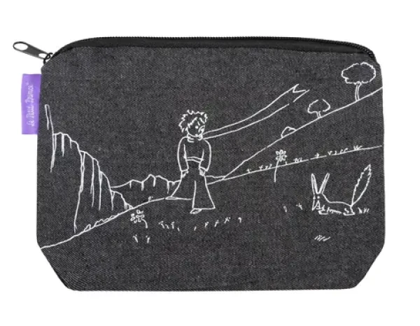 Presco Group Džínsový peračník etue Malý princ čierna / 20x14 cm (A-6348)