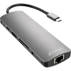 Sharkoon Combo Adapter šedá / dokovací adaptér / 3x USB 3.2 / RJ45 / USB-C (4044951026739)