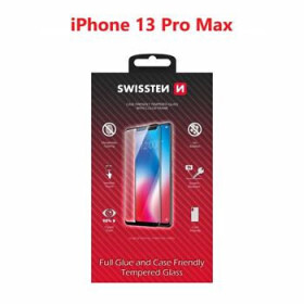 Swissten FULL GLUE COLOR FRAME CASE FRIENDLY sklo pre Apple iPhone 13 Pro Max čierna (54501802)