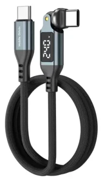 Mobile Origin CB16 vesmírne šedá / Rotačný kábel USB-C na USB-C / 540 ° konektor / 240 W / LED displej / 1 m (MO-DRC-S-CB16)