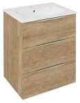 SAPHO - CIRASA kúpeľňová skrinka 60 cm CIRASA s umývadlom a LED zrkadlom, 3 zásuvky, dub Alabama KSET-096