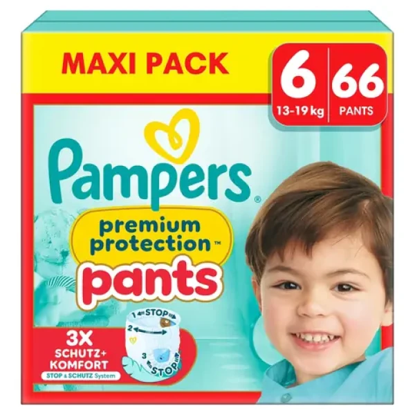 Pampers Premium Protection 13-19 kg (66 ks) / plienkové nohavičky / veľkosť 6 (13-19 kg) (8700216679176)