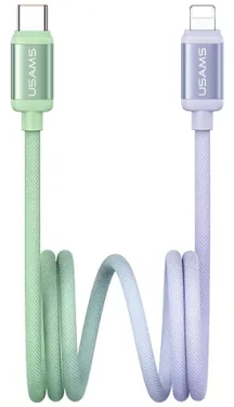 USAMS Bicolor Series SJ757 zeleno-fialová / Dátový kábel / USB-C - Lightning / PD 30W / 1,2 m (SJ757USB02)