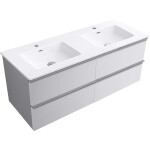 CERANO - Kúpeľňová skrinka Velora - biela matná, úchytka chróm + keramické umývadlo Novo - biela lesklá - 121x54,5x46,5 CER-979878