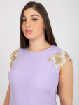 Světle fialové elegantní šaty plus size s krajkou 40