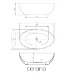 CERANO - Vaňa akrylátová Minoa - voľne stojaca - biela lesklá - 174x100x58 CER-682759