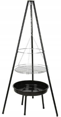 NoName Grill wiszący z paleniskiem 52cm Stalowy Čierny z rusztem chrómowanym