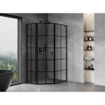 MEXEN/S - Mist Lsprchovací kút päťboký krídlový asymetrický ľavá 80 x 90, čierna kratka, čierna 8A8L-080-090-70-77-L