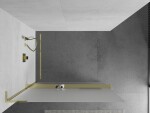 MEXEN/S - Kioto+ L Sprchová zástena WALK-IN s poličkou a držiakom uterákov 110 x 200, dekor, zlatá 800-110-123-50-30