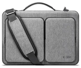 Tech-Protect Defender Bag 13-14" šedá / Taška pre notebook / polstrovaná / 4 vrecká / nastaviteľný popruh (5906302372874)