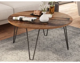 Okrúhly konferenčný stolík Prado 80 cm, vintage optika dreva%