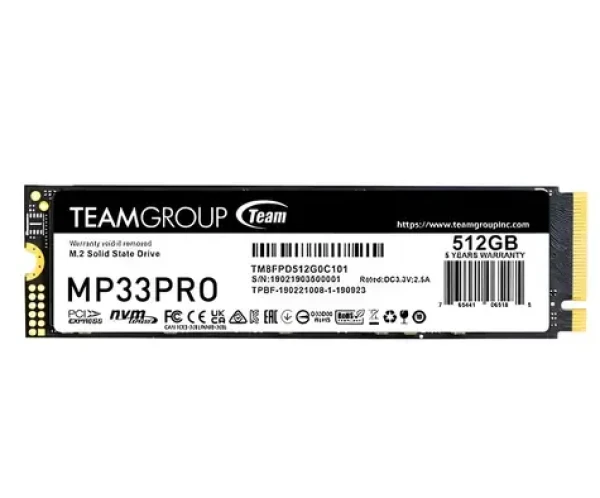 TeamGroup MP33 PRO 512GB / SSD / M.2 2280 / PCIe 3.0 x4 NVMe / R: 3500 MB / s / W: 3000 MB / s (TM8FPD512G0C101)