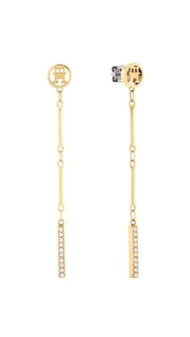 Tommy Hilfiger Visiace pozlátené náušnice so zirkónmi Bar Chain 2781002